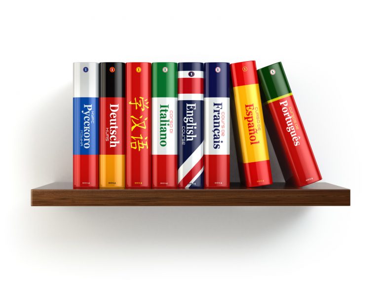 Dictionaries of different countries in one shelf