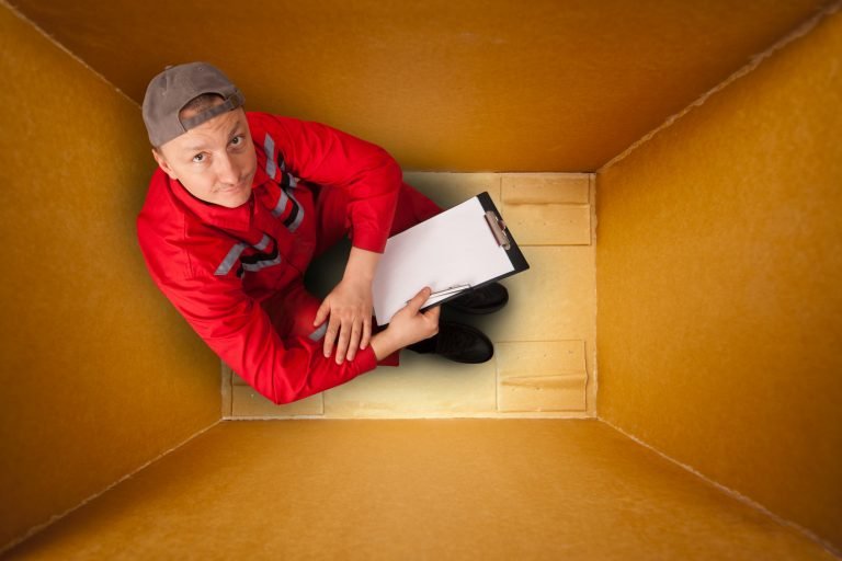 A man inside a box